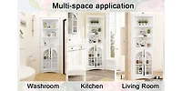 Spacious 3-Tier Corner Cabinet with Antiqued Glass for Versatile Storage
