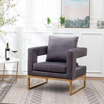 Simplie Fun Contemporary Upholstered Accent Arm Chair, Gray