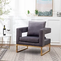 Simplie Fun Contemporary Upholstered Accent Arm Chair, Gray