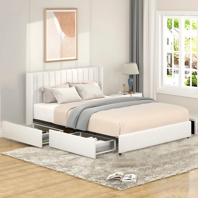 Streamdale Andover Mills Queen Boucle Platform Bed with Storage