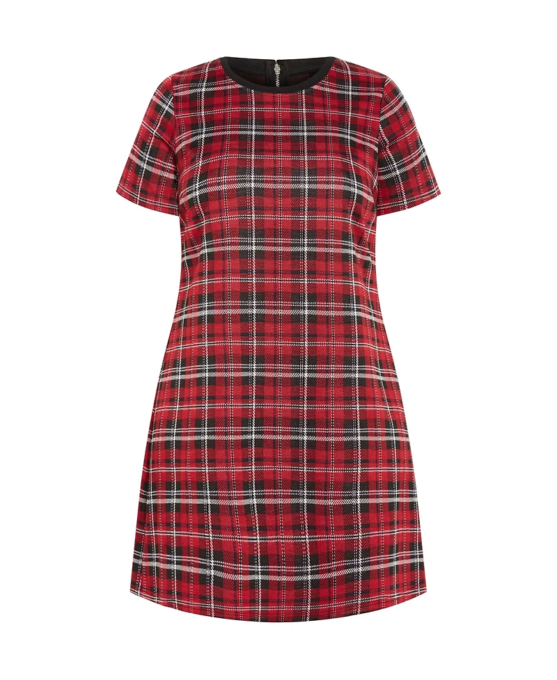 City Chic Plus Check Love Shift Mini Dress