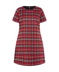 City Chic Plus Check Love Shift Mini Dress
