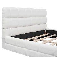 Streamdale Queen Upholstered Platform Bed, White