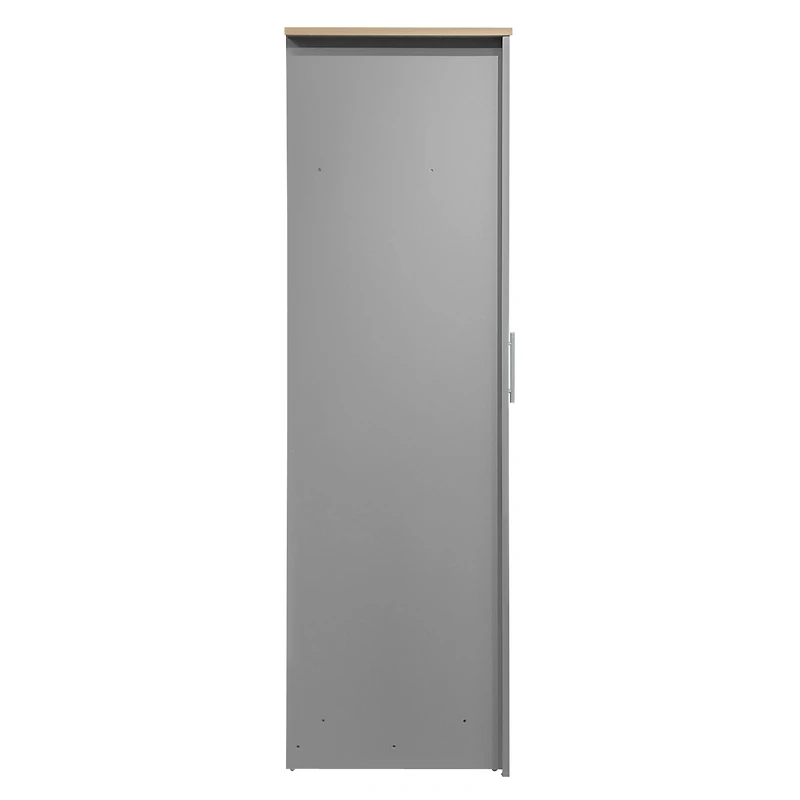 Streamdale Three Door Storage Wardrobe with Cabinets and Two Hanging Rods, Gray