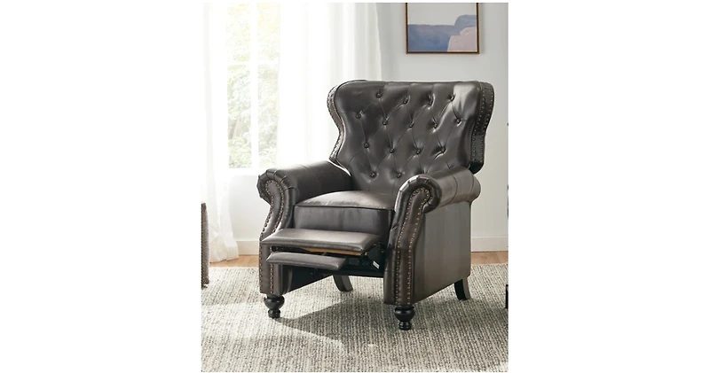 Streamdale Contemporary Button-Tufted Pushback Recliner with Nailhead Accents