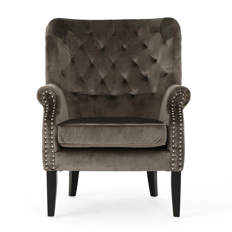 Streamdale Exceedingly Comfortable Velvet Club Chair with Handcrafted Detail