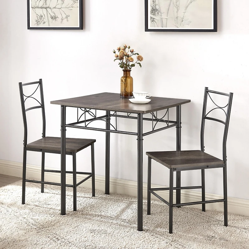 Streamdale 3-Piece Kitchen Dining Room Table Set Grey Chair