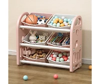 Streamdale 6-Bin Kids Toy Storage Organizer with Hdpe Shelf and Bins for Playroom