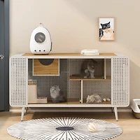 Streamdale Furniture Modern Cat House Spacious & Cozy Oasis with Stylish Iron Frame and Tempered Glass