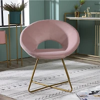 Simplie Fun Pink Silky Velvet Upholstered Accent Chair with Gold Tone Finished Base