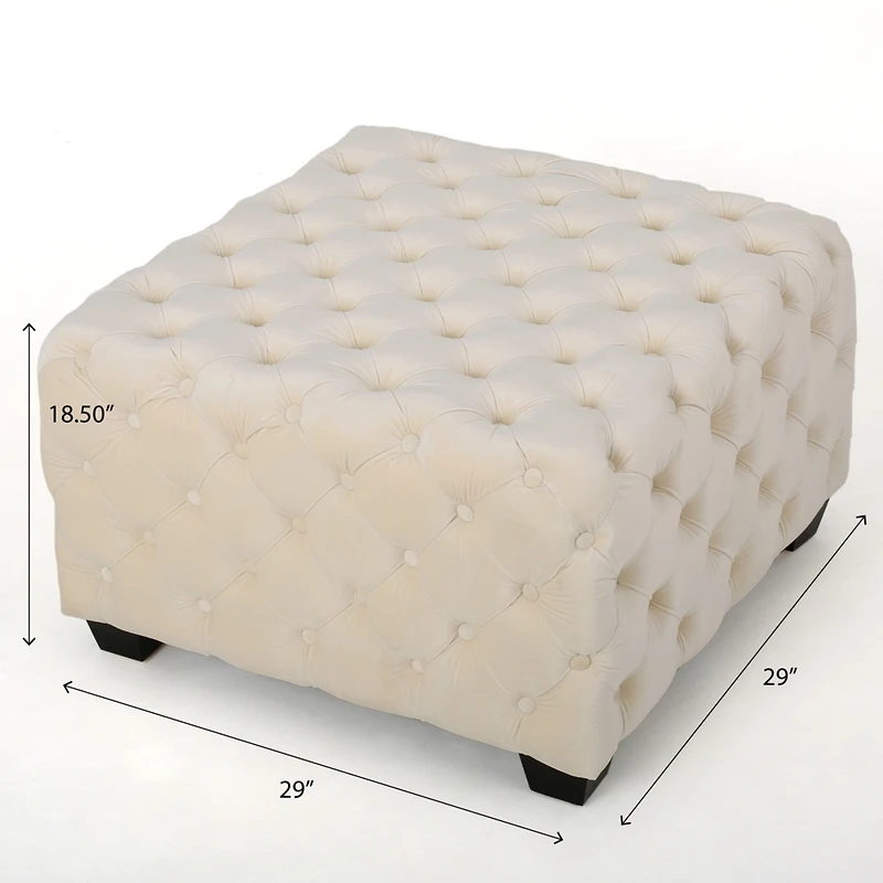 Streamdale Modern Glam Velvet Ottoman with Button-Tufted Diamond Stitch