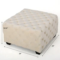 Streamdale Modern Glam Velvet Ottoman with Button-Tufted Diamond Stitch