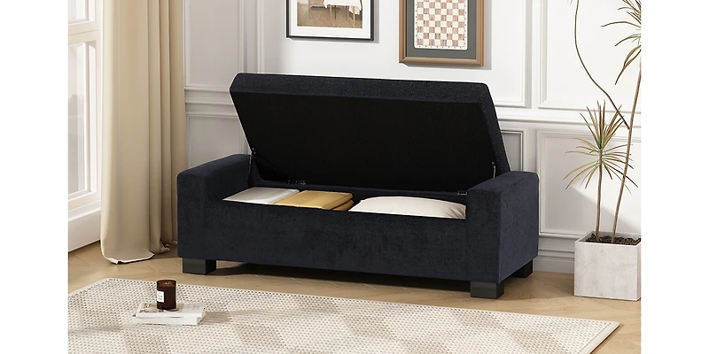 Streamdale Stylish Fabric Storage Ottoman with Flip-Lid Top