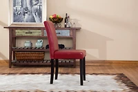 Streamdale Style Solid Wood Leatherette Padded Parson Chair, Red, Set of 2