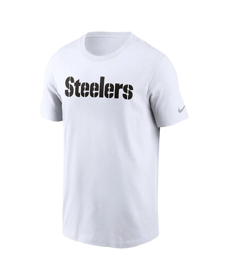 Nike Men's White Pittsburgh Steelers Primetime Wordmark Essential T-Shirt