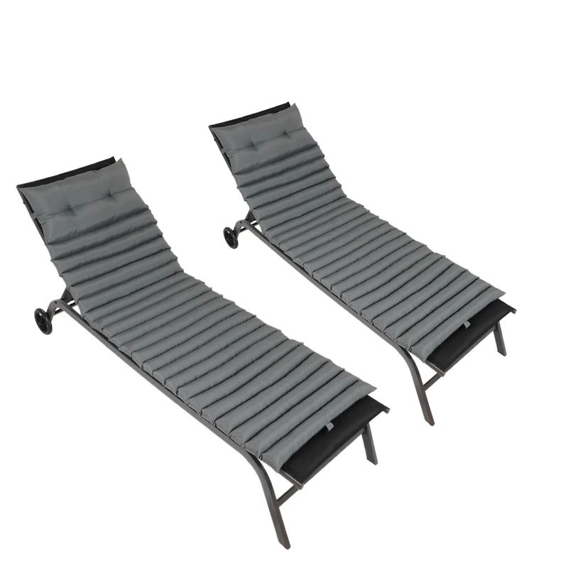 Streamdale Premium 72.8" Uv-Resistant Outdoor Chaise Lounge Cushions (2 Pack)