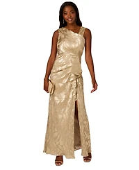 Adrianna Papell Women's Asymmetric Metallic-Print Mermaid Gown