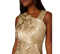Adrianna Papell Women's Asymmetric Metallic-Print Mermaid Gown