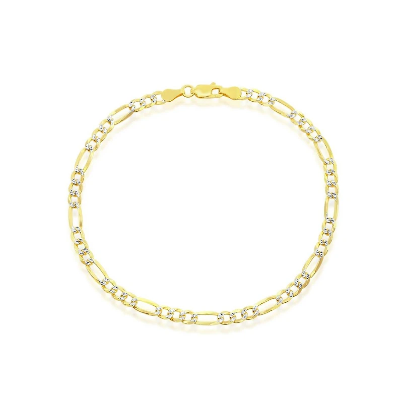Simona Sterling Silver 4mm Pave Figaro Bracelet - Gold Plated