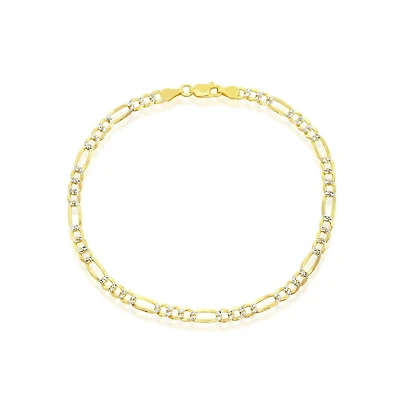 Simona Sterling Silver 4mm Pave Figaro Bracelet - Gold Plated