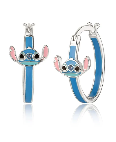 Disney Lilo and Stitch Blue Crystal Enamel Hoop Earring