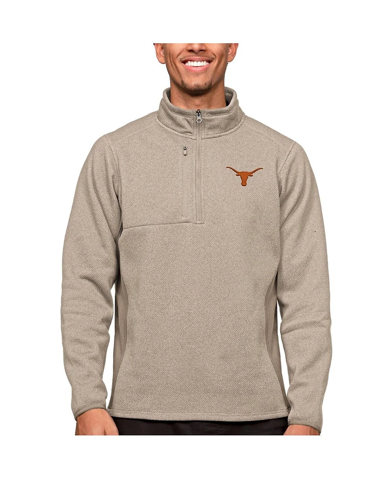 Antigua Men's Oatmeal Texas Longhorns Course Quarter-Zip Pullover Top
