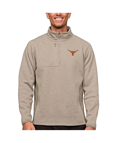 Antigua Men's Oatmeal Texas Longhorns Course Quarter-Zip Pullover Top