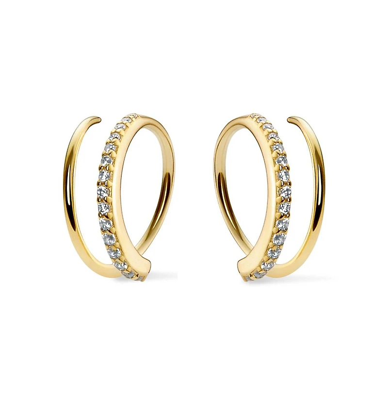 Ana Luisa Double Hoop Earrings - Harley Pave