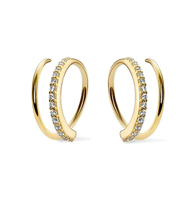 Ana Luisa Double Hoop Earrings - Harley Pave