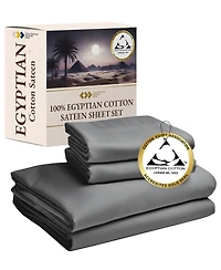 California Design Den Certified Luxury 100% Egyptian Cotton Sheets, Full Sheets for Bed, 4 Piece Deep Pocket Bed Set, Sateen Cooling