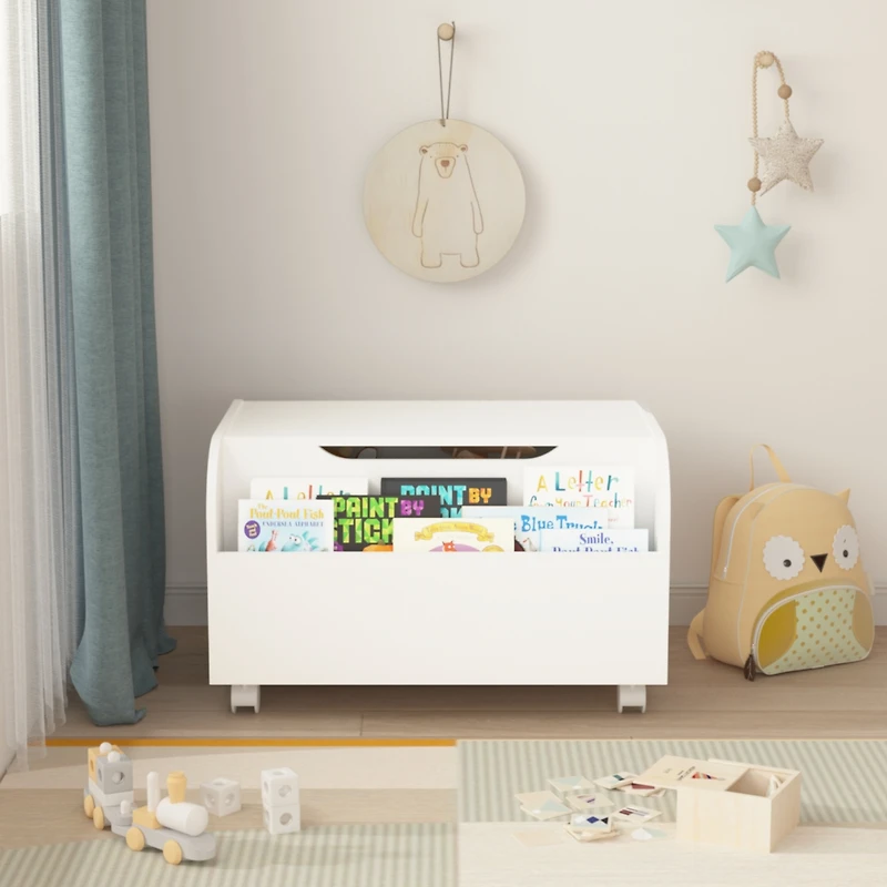 Spacious Mdf Toy Box with Bookshelf for Toys, Books, Arts & Crafts