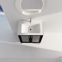 Streamdale Rustic Freestanding Vanity with Modern Acrylic Doors and Ceramic Basin