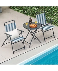 Slickblue 3 Pieces Outdoor Folding Chair Set Portable Folding Chair Set