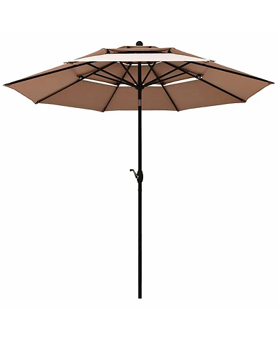 10ft 3 Tier Patio Umbrella Aluminum Sunshade Shelter Double Vented without Base