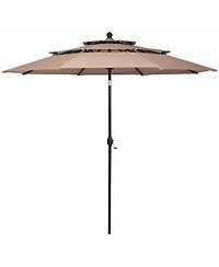 10ft 3 Tier Patio Umbrella Aluminum Sunshade Shelter Double Vented without Base