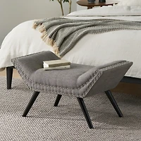 Streamdale Luxe Contemporary Upholstered Ottoman Bench with Splayed Birch Legs