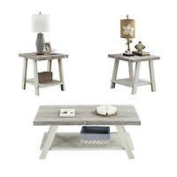 Streamdale 3-Piece Wood Coffee Table Set in Weathered Gray