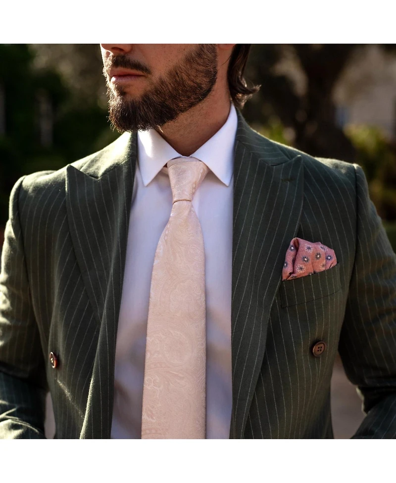 Elizabetta Men's Pascal - Double Sided Silk Pocket Square for Men