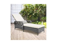 Slickblue Outdoor Chaise Lounge Chair Recliner with 6-Level Backrest Cushion and Pillow
