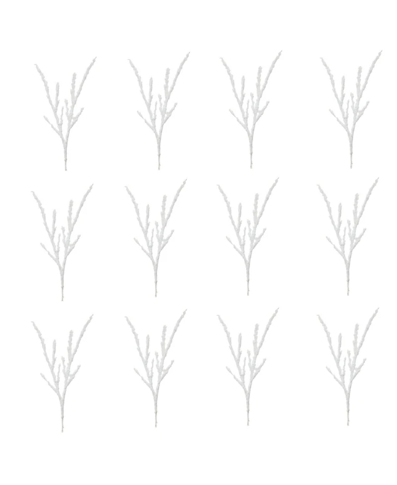 Slickblue Set of 12 Frosted Snow Branches for Seasonal Decor