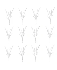 Slickblue Set of 12 Frosted Snow Branches for Seasonal Decor