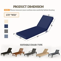Outsunny 2 Lounge Chair Cushions, 72"x21"x3" Replacement Cushions,