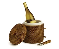 Burma Rattan Ice Box & Tongs