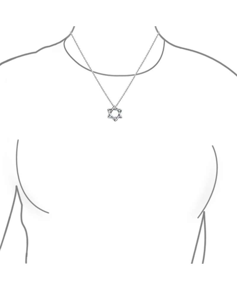 Bling Jewelry Classic Delicate Religious Judaica Hanukkah Intertwined Magen Star of David Pendant Necklace .925 Sterling Silver