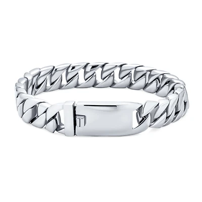 Bling Jewelry Solid Heavy Miami Curb Link Chain Bracelet Stainless Steel 8.5 Inch