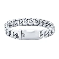 Bling Jewelry Solid Heavy Miami Curb Link Chain Bracelet Stainless Steel 8.5 Inch