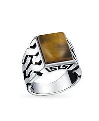 Bling Jewelry Cuban Curb Link Chain Band Rectangle Signet Ring Sterling Silver