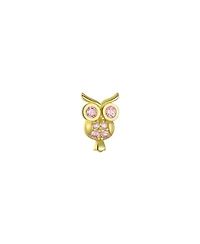 Bling Jewelry Tiny Pink Cz Lucky Wise Owl Bird Helix Cartilage Ear Lobe Piercing Daith 1 Piece Stud Earring Cubic Zirconia14K Yellow Gold Screw back