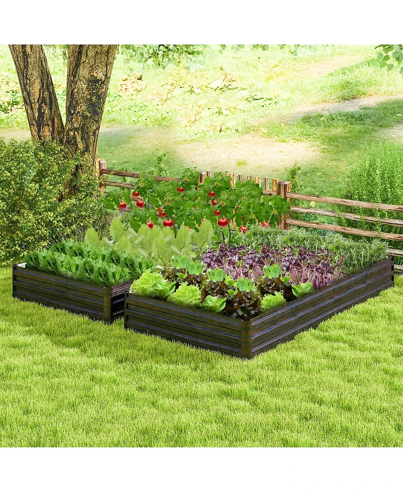 Slickblue Large Outdoor Metal Planter Box for Vegetable Fruit Herb Flower-Coffee