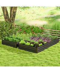Slickblue Large Outdoor Metal Planter Box for Vegetable Fruit Herb Flower-Coffee